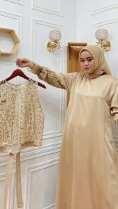 Mula Store - Setelan Gamis Tile Sequin Mix Maxmara Silk M L XL XXL