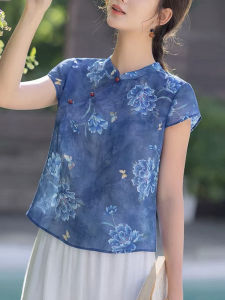 DAIXIANGFEIZI | Cotton Linen Short Sleeve Womens Blouse