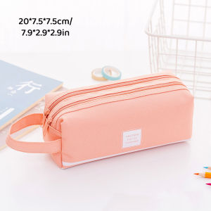 Large capacity pencil case with double pull-out pencil case portable zippered stationery Pouch bag