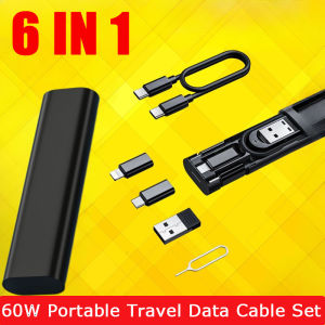 60W Portable Multifunctional USB Type C Data Cable Set Fast Charging For IPhone Xiaomi Charger Storage Box Adapter Card Pin Travel Box