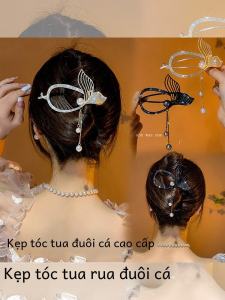Kẹp Tóc Đuôi Cá Ngọc Trai Phụ Kiện Tóc Nữ Kẹp Tóc Ngả Về Phía Sau Đầu Kẹp Tóc Hình Ếch Giá Đỡ Tóc Cao Cấp Phụ Kiện Tóc