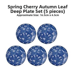 Mino Yaki | Underglaze Colored Ceramic Dishes 5 Pieces