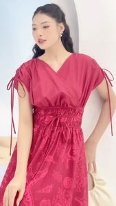 [Voucher 15% MOV 199K cap 100K  Đầm xòe vai chờm nhún eo HeraDG chân váy họa tiết độc quyền xòe nhẹ thướt tha tôn nên vẻ nữ tính cho người mặc SDPBC8150