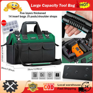 พร้อมกระเป๋ากระเป๋าเครื่องมือปากกว้างสำหรับงานหนักที่จัดระเบียบเครื่องมือสำหรับการจัดเก็บและการขนส่ง