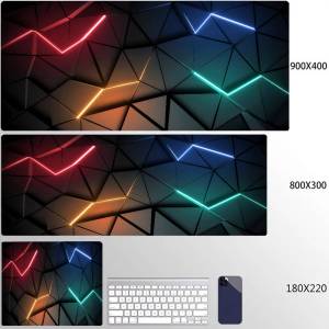 Bandai | Gaming Mousepads Mousepad Geometric Large Mouse Mat Big Desk Pads Non-Slip Rubber Hexagon Mouse Pad Big Keyboard Mats 90x40cm