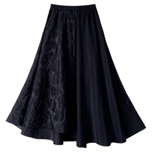 Dark Romantic Half-length Skirt with Embroidery High Waist A-line for Women Spring Autumn Winter Mid-length Flared Skirts