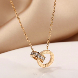 🔥Double Ring Roman Numerals Clavicle Chain Female Ins Light Luxury Niche Necklace Birthday Gift LovelylifeFu👍