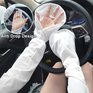 Summer Driving Sunscreen Gloves Women UV Resistant Outdoor Adjustable Long Sleeves Breathable Cooling Cycling Running Sleeves