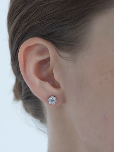 Moissanite Earring ต่างหู ต่างหูเงิน เพชรโมอีส หกกรงเล็บ เครื่องประดับยอดฮิต ต่างหูเพชร EH019+