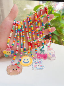 การ์ตูนสไตล์ Multi-DYE Candy สีสร้อยคอเด็กสําหรับสาวฤดูร้อนเครื่องประดับอุปกรณ์เสริมลูกปัด
