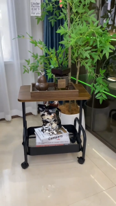 Mobile Sofa Side Table Small Trolley Living Room Tea Table with Wheels Storage Rack Simple Home Use Small Desk