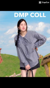 Baimon• มินิเดรสแขนยาวลายสก็อต คอบัว งานน่ารัก ทรง over size สวมใส่สบาย