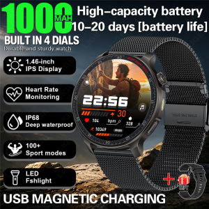 LIGE | Đồng Hồ Thông Minh Thể Thao 2026 Dành Cho Nam Màn Hình AMOLED 1.46 Inch Pin 1000mAh Chống Nước IP68 Theo Dõi Sức Khỏe Tích Hợp Đèn Pin & La Bàn
