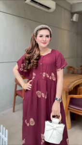 ALDINNA - Daster Jumbo Nyaman Busui Bumil Bahan Katun Rayon Motif Terbaru || Dress Chibi 2025