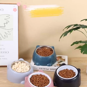 Baby care ชามอาหารแมว ชามอาหารหมา รูปร่างหูแมว ทรงเอียง15องศา XJbowl2