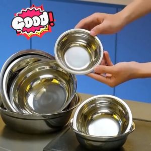 Mixing Bowl Stainless Steel Salad Bowl Basin Strainer Baking Bowl Egg Beater Multifunctional Kitchen Cooking Tool