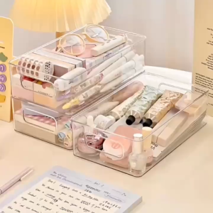 Kệ đựng đa năng trong suốt tặng kèm sticker và có thể lắp bánh xe LIM Art