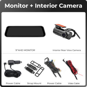 GreenYi | GreenYi 9 Inch Recorder Car DVR Parking Mirror Monitor 4K Front 1080 Rear Automobile HD Dash Cam Dual Lens WIFI 24H GPS Optional