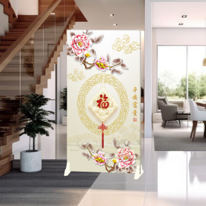 Chinese Style Living Room Fu Character Screen Gourd Hallway Partition Pachira Macrocarpa Office Toilet Door Covering Movable Seat Screen