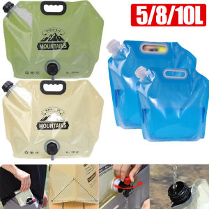 【Rotatingjump】8L Large Capacity Water Bag Outdoor Portable Foldable Water Bag with Faucet Water Bag for Emergency Survival Supplies
