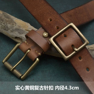 Retro Patinated Solid Brass Buckle 4.3cm Mens Belt Buckle Outdoor Small Square D-Ring Roller Waist Belt Buckle