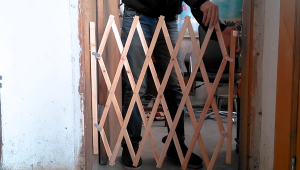 Teeker Pet Dog Gates Wooden Freestanding Indoor Dog Fence Collapsible Wood Pet Gates for The House Doorways Stairs Step Over Fence