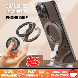 🇸🇬[Ready Stock] Foldable Dual-Sided Magnetic Phone Holder 360° Gyro Finger Ring Phone Grip Stand Magnet Magsafe Accessories for iPhone 12~17