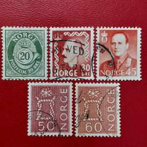 Prangko Norwegia klasik Koleksi kuno 5 pcs Campur USED