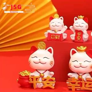 Maneki Neko Statue - Mini Money Lucky Cat Caishen Cat Cute Wealth Cat Figurine perfect for Gift