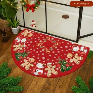 Thảm Chùi Chân Hình Bán Nguyệt VIKAMA Với Họa Tiết Ngôi Sao Hình Cây Thông Noel Thảm Trải Lối Vào Chống Trượt Cho Cửa Trước Trang Trí Nhà Cửa