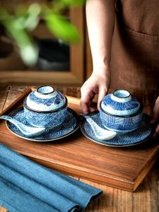 ชามซุปเซ็ตสำหรับคนเดียว ชามซุปดินเผาแบบมีฝา ชามน้ำซุปญี่ปุ่นแบบมีฝา ชามน้ำซุปสไตล์ย้อนยุค ชามน้ำซุปแบบแยกน้ำ