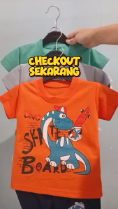 Setelan Baju bayi anak laki laki motif karakter Dino Skater usia baby 3-15 bulan - Bisa COD !
