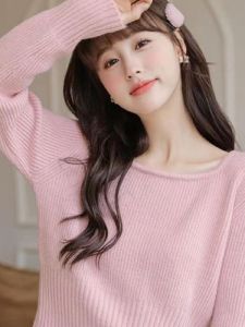 เสื้อสเวตเตอร์ถักคอเหลี่ยมสั้นหรูหราสำหรับผู้หญิง เสื้อชั้นในฤดูใบไม้ผลิและฤดูใบไม้ร่วง 2025 เสื้อคลุมยาวปานกลางแขนยาว 100% ผ้าฝ้ายผสม