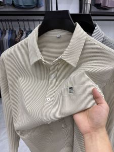 Áo Sơ Mi Nam Dài Tay 100% Cotton Nguyên Chất Thời Trang Công Sở Thường Ngày Có Túi Kẻ Sọc Dọc Áo Khoác Nút Cài Cổ Polo