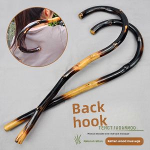 Natural Rattan Back Scratcher Massage Hook Neck Shoulder Waist Cervical Spine Massage Tool Acupoint Pressure Stick