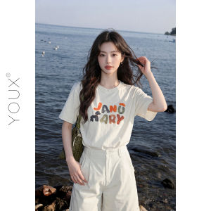 YOUXIANG | Áo Thun In Chữ Phong Cách Thường Ngày Mùa Hè