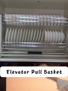 Solaze Kitchen Cabinet Elevator Lift Baskets Pull Down Dish Rack Baskets for Storage Cabinet and Pantry Organizers