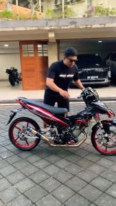 Knalpot RL Red Leo Black Coating Saringan Bor Silencer Inlet 51mm