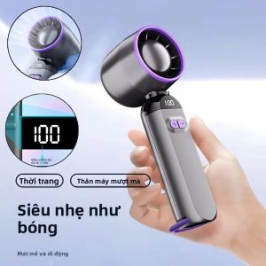 Quạt Cầm Tay Mini Di Động Với 100 Tốc Độ Pin Sạc USB 6000mAh Màn Hình Kỹ Thuật Số LED Dùng Cho Du Lịch Cắm Trại Ngoài Trời