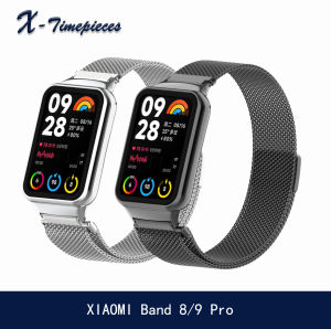 Metal Watch Strap for Xiaomi Band 8/9 Pro Milanese Material Magnetic Stainless Steel Watch Accessory for Men and Women Soft Fashion Business Waterproof