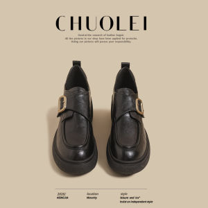 CHUOLEI | Retro Buckle Brown Loafers Thick Heel