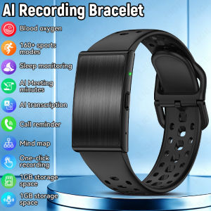 LIGE | LIGE AI Voice Recording Bracelet 1GB Storage One-Click Record Transcription Meeting Minutes Sports Call Reminder Smart Wristband