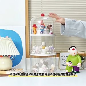 Hisoa Rotating Blind Box Storage Pop Mart Display Box Dust Proof Container Transparent Storage Box Cabinet Display Case