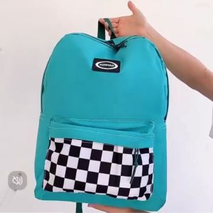 {Sunward growth}Trendy brand backpack for women versatile for junior high school students high school students and college students large capacity checkerboard backpack