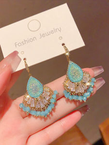 Elegant Sweet Fresh Waterdrop Crystal Embedded Zircon Butterfly Knot Drop Earrings: A High-End Women's Jewelry