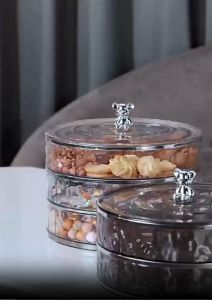 Luxury Sealed Nuts Snack Rotating Storage Box Living Room Dried Fruit Plate Household New Fruit Plate New Year Candy Sectioned rotating snack dish Multi-compartment rotating snack tray Dulang snek berputar dengan petak Pinggan berputar dengan bahagian