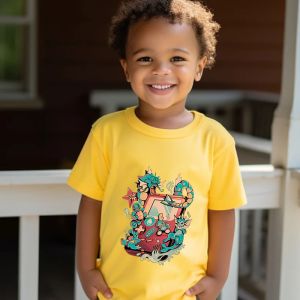 Bandai | Pokemon Gengar Pikachu kids T-shirt pure cotton short-sleeved yellow top for boys