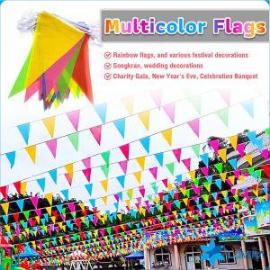 LoviRa 50 Meter Multicolor Flag Bunting Triangle Flags Birthday Party Grand Opening Decorations