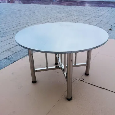 AYIJIE | Thick Full Stainless Steel Round Table Integrated Edge Foldable