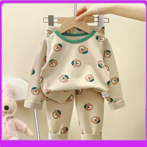 Pure Cotton Long Sleeve Thermal Underwear for Children Home Clothes Autumn Winter Warmth Absorbent Sweat Free Seamless Kids